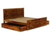 Moglis Solid Wood King  Size Bed With Drawer Storage Bed In Honey Oak Finish