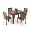 Fidora 4 Seater Dining Table With Set Of 4 Capra Dining Chairs (Finish- Teak, Colour- White)