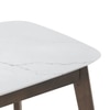 Lunar Solid Wood and Carrara White 6 Seater with 6 Lunar Dining Chair (Finish : Danish Walnut, Colour: Dark Coral)