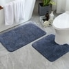 Luxe Home Polyester Newman Contour Bath Mat Set of 2 (Navy Blue 45x75 cm & 40x45)