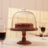 Ireka Homes Party Bell Acacia Wood Cake Stand with Glass Dome