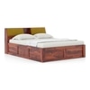 Jennings Solid Wood King Size Hydraulic Storage Bed In Honey Finish, Fabric - Olive Green Honduras