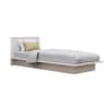 Hexa Engineered Wood Modern Single Bed With Headboard Without Storage In Frosty White