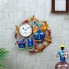 Blue Color Metal Handpainted Decorative Krishna Wall Clock By Craft Tree