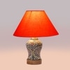 Devansh Conical Orange Cotton Shade Lamp With Wood & Mosaic Glass Base For Decoration/Office/Home/Gifting/Study For Decoration/Office/Home/Gifting/Study -(10X10X14.5) Inches -A