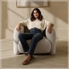 Urbanopulence  Wood 1 Seater With Upholstery Non Storage Sofa In White Colour