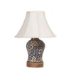 Devansh Off-White Cotton Shade Lamp With Wood & Mosaic Glass Base For Decoration/Office/Home/Gifting/Study For Decoration/Office/Home/Gifting/Study