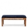 Milford Sheesham Wood Accent Bench (Navy Blue Mosha Velvet Teak Finish)