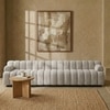 Chiccomfort Wood 4 Seater With Upholstery Non Storage Sofa In White Colour