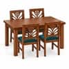 Globally Indian Ankura Solid Sheesham Wood 4 Seater Dining Table Set 4 Chairs Teal Green