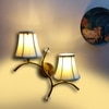 Devansh Metal Electric Wall Light in Gold Colour with off-white Shade Count of 2 Lights