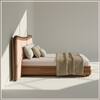 Elowen Softline Queen Size Bed in velvet With Oak wood Frame & Hydraulic Storage