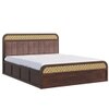 Floral Solid Wood King Size Hydrulic Storage Bed In Walnut Finish Brown 72x78 inch