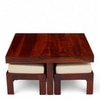 Blane Sheesham Wood Accent Coffee Table Set With 4 Stools In Honey Finish