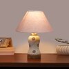 Devansh Conical Grey Cotton Shade Lamp With Wood & Mosaic Glass Base For Decoration/Office/Home/Gifting/Study For Decoration/Office/Home/Gifting/Study -(10X10X14.5) Inches -A
