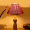 Devansh Pink Jute Table Lamp With  Wood Natural Base (10X18 Inches)-35