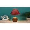 Maroon Jute with Natural Wood Table Lamp