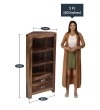 Corner Solid Wood  Bookshelf in Provincial Teak Finish