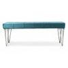 Belmont Sheesham Wood Accent 3 Seater Bench With Metal Legs In Turquoise Sea Velvet