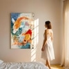 Abstract Traditional Koi Fish Canvas Wall Art 22 x 34 Inch