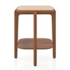 Alba Square Cluster Botticino And Solid Wood Side Table In Amber Walnut Finish