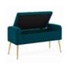 Doe Buck Upholstered Storage Bench in Teal Colour with Gold Legs