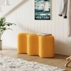 Wooden Twist Molecule Boucle Upholstered Ottoman Bench in Yellow Colour