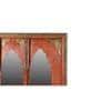 Gyasi Minaret style large wall mirror in white distressed finish with brass work