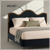 Solara Wave Luxe Queen Size Bed in velvet With Oak wood Frame & Hydraulic Storage