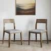Clarke Solid Wood Dining Chair Set of 2 in Danish Walnut Finish with Vapour Grey Fabric