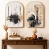 Islamic Mecca Medina Wall Art Painting Set of 2 Gold Frame 16 x 24 Inch