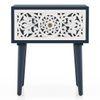 Alida Solid Wood Bedside Table in Rivera Blue Finish