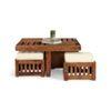 Palladio Sheesham Wood Accent Coffee Table Set With 4 Stools In Natural Teak Finish