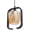Eliante Hanging Light, Champaign Glass Shade, Mild Steel And Wood, 1 Bulb – Modern Pendant Lighting