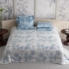 Stoa Paris Super King Size Cotton Bedsheet with 4 Pillow Covers  Size Snow Flower Blue