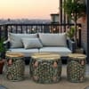 Noir Heritage Painted Metal Coffee Table with 4 Stools in Multi Finish Set of 5