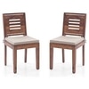 Capra Solid Wood Dining Chair in Teak Finish & Wheat Brown Colour - Set of 2
