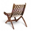 NatWest Sheesham Wood Relaxing Lounge Chair in Assorted Multi-Colour Chindi and White Rope Canning