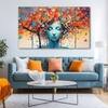 The Castle Decor Woman Butterfly Wall Art Set of 5 Wooden Framed Digital Painting 27x48 Inch