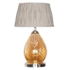 Decade Glass and Metal Table Lamp With Natural Linen Shade