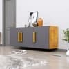 Hexa Red Multipurpose Storage Cabinet With 3 Door in Giant Wood And Slate Grey Colour