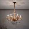 Marie Theresa 6 Arm Amber and Clear Crystal Chandelier