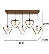 Hexad 5 Series Brown Solid Wood Cluster Hanging Light
