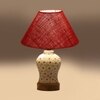 Devansh Conical Maroon Jute Shade Lamp With Wood & Mosaic Glass Base For Decoration/Office/Home/Gifting/Study For Decoration/Office/Home/Gifting/Study -(10X10X14.5) Inches -A
