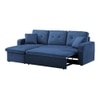 William Solid Wood Sofa cum Bed in Navy Blue