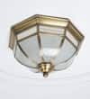 Mirage Frosted White and Antique Brass Flush Ceiling Light