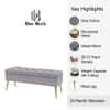 Doe Buck Velvet Tufted Storage Bench in Grey Colour with Gold Legs