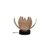 Roger Beige Bamboo Shade Table Lamp with Black Iron Base