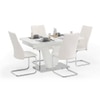 Caribu 4 To 6 Extendable Seater Dining Table With 4 Ingrid Leatherette  Chairs (Finish : White, Chair Colour : White)
