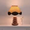 Devansh Multicolor Vintage Cotton Table Lamp With Wood Pebble Lamp (12X12X16.5) Inches -C